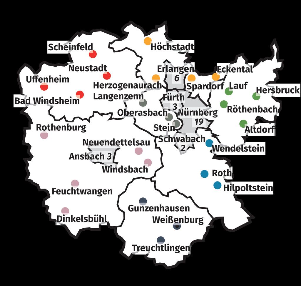 Karte Mittelfranken Gymnasien Karte Mittelfranken Gymnasien